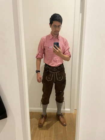 Wearing the traditional clothing to blend in