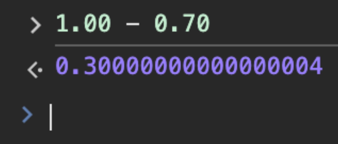 Subtracting 0.70 from 1.00